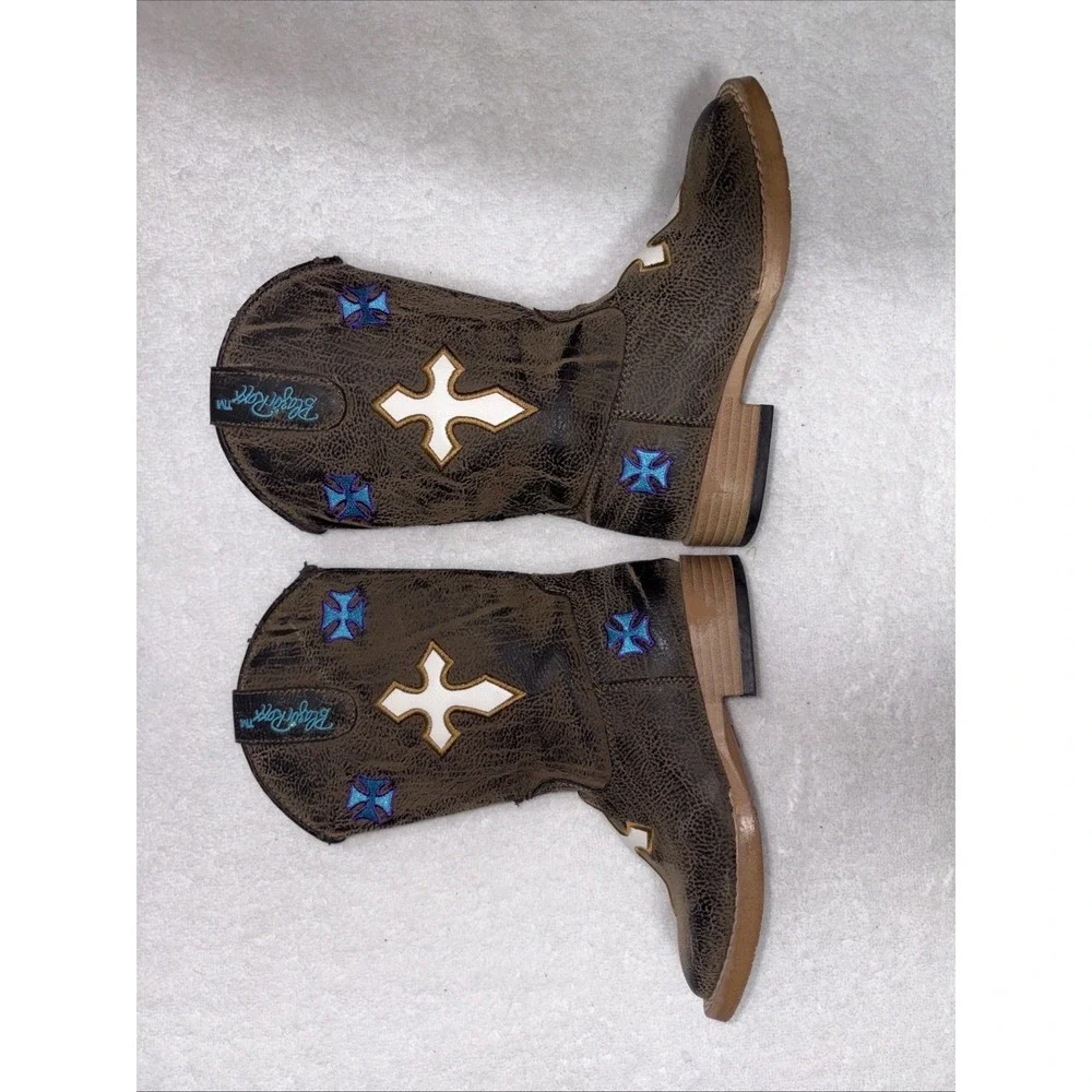 Blazin Roxx Childrens Size 9 Sierra Cross Embroidered Zip Cowboy Boots FLAW
